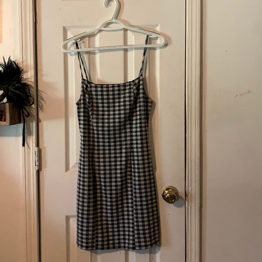 Black and white checkered bodycon dress